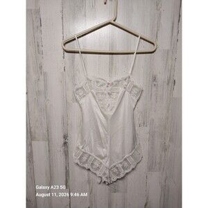 Formfit Vintage Off White Ivory Floral Lace Teddy Size 32 (8-10)